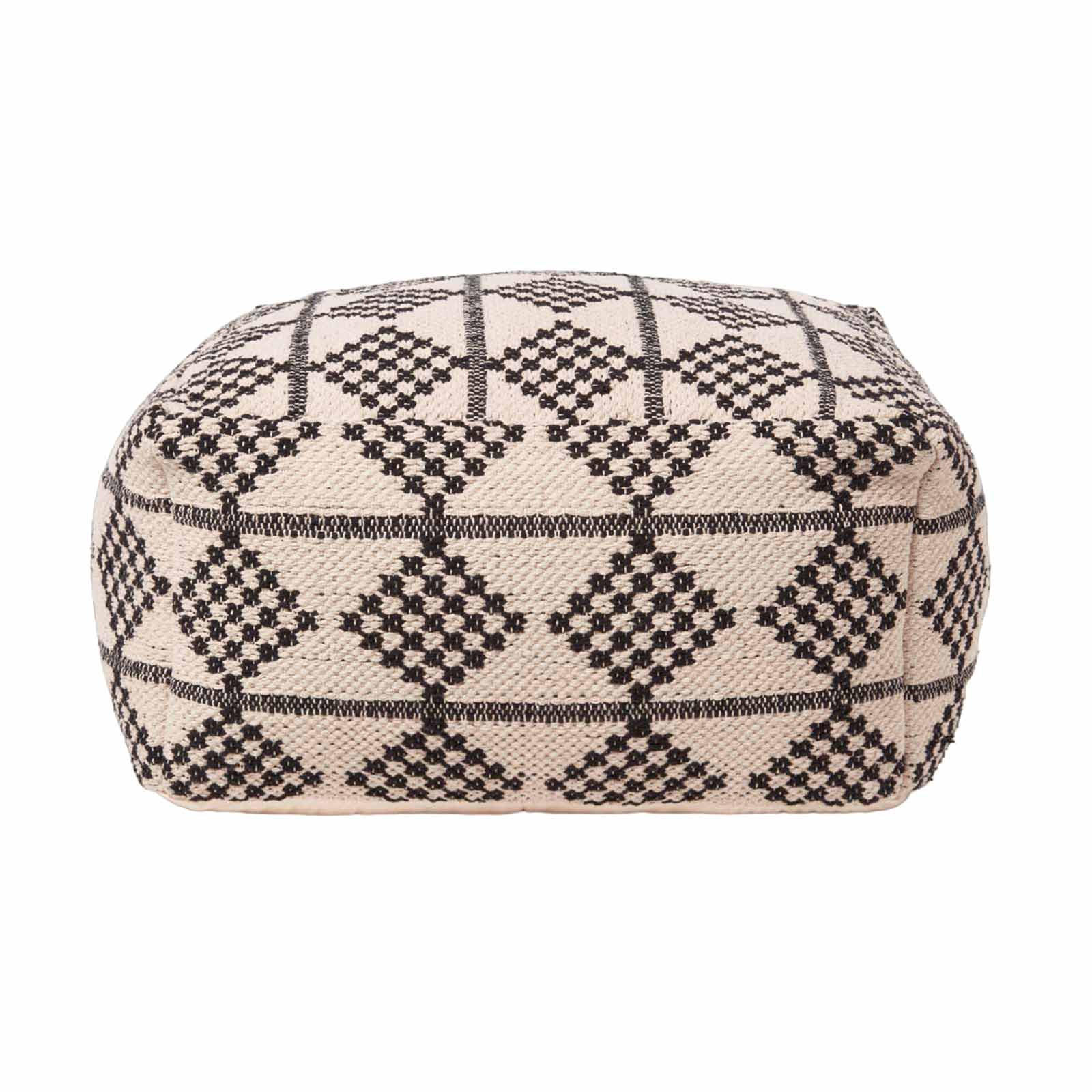 SITZPOUF Adana schwarz-creme gemustert, 55/55/30 cm - Schwarz, Textil (55/30/55cm) - Homescapes