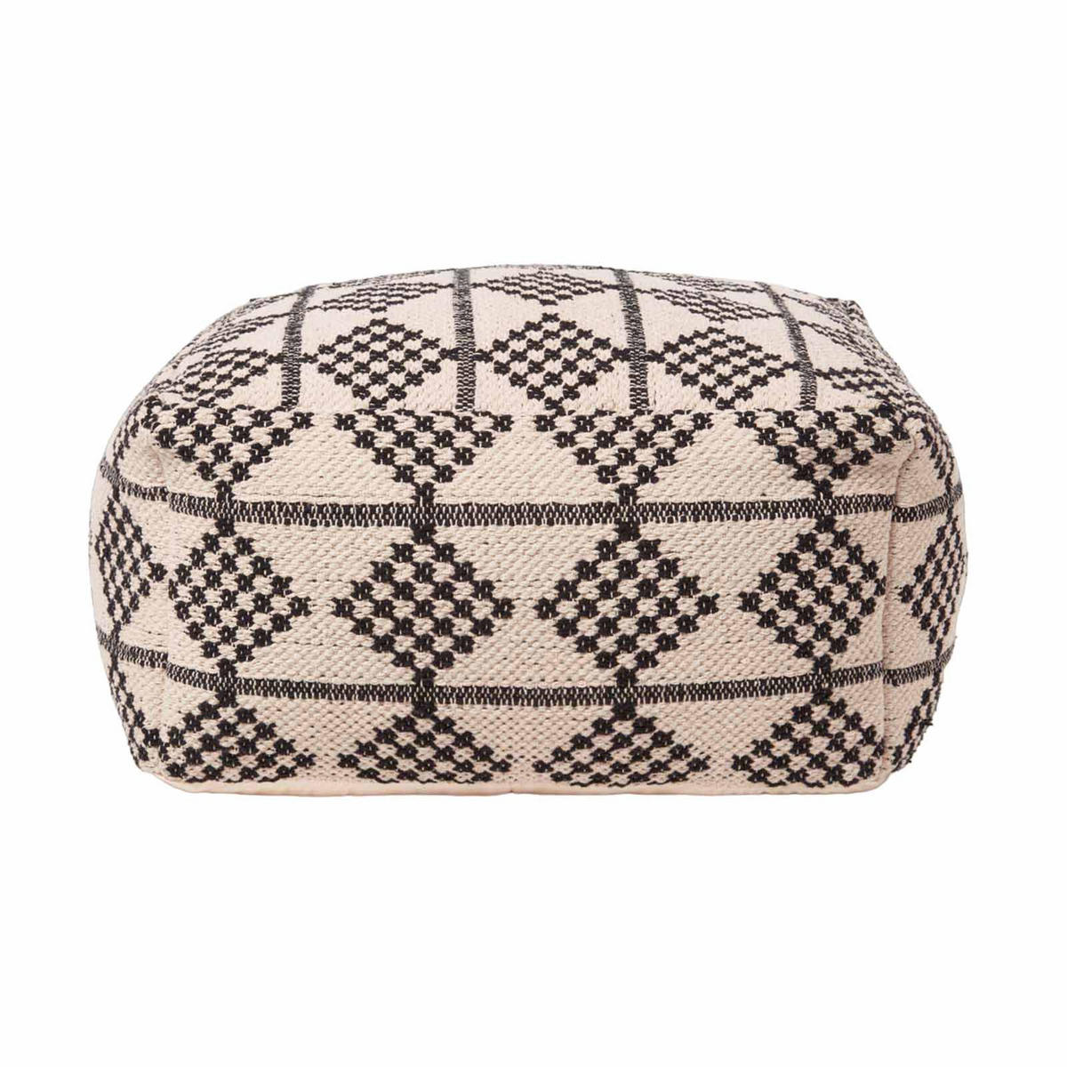 SITZPOUF Adana schwarz-creme gemustert, 55/55/30 cm - Schwarz, Textil (55/30/55cm) - Homescapes