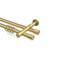 GARDINENSTANGE RUNDROHR-INNENLAUF Prestige Santo 400 cm (geteilt in 2 x 200 cm), 2-läufig, 20 mm Ø Messing-Optik - Messingfarben, Metall (400cm) - INTERDECO