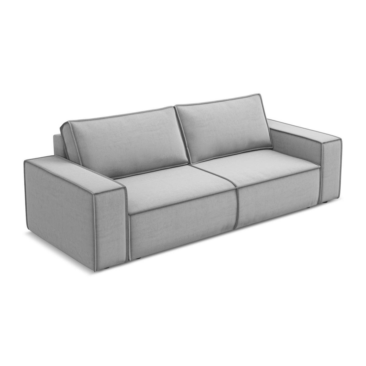 3-SITZER SOFA mit Schlaffunktion Samt Stoff Grau - Schwarz/Grau, Kunststoff/Textil (255/85/105cm) - LaMiaSofa