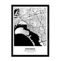 POSTER Karte Von San Diego - Usa A3 Rahmenlos - Klar, Papier (29.7/5/42cm) - Nacnic
