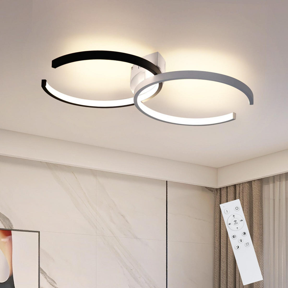 LED-DECKENLEUCHTE Dagmar 54/32/8.5 cm - Schwarz/Weiß, Metall (54/32/8.5cm) - Nettlife