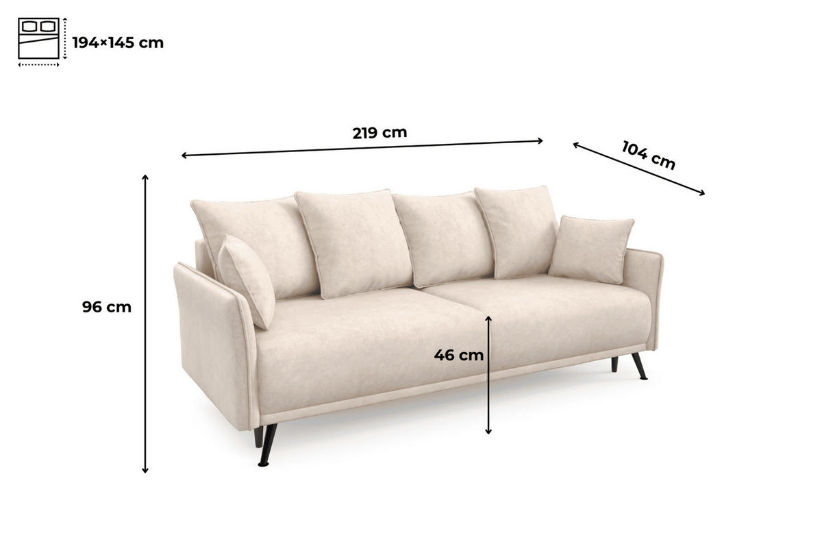 SCHLAFSOFA - Sofa Lamala - Beige - Beige, Holzwerkstoff (219/96/104cm) - Möblo