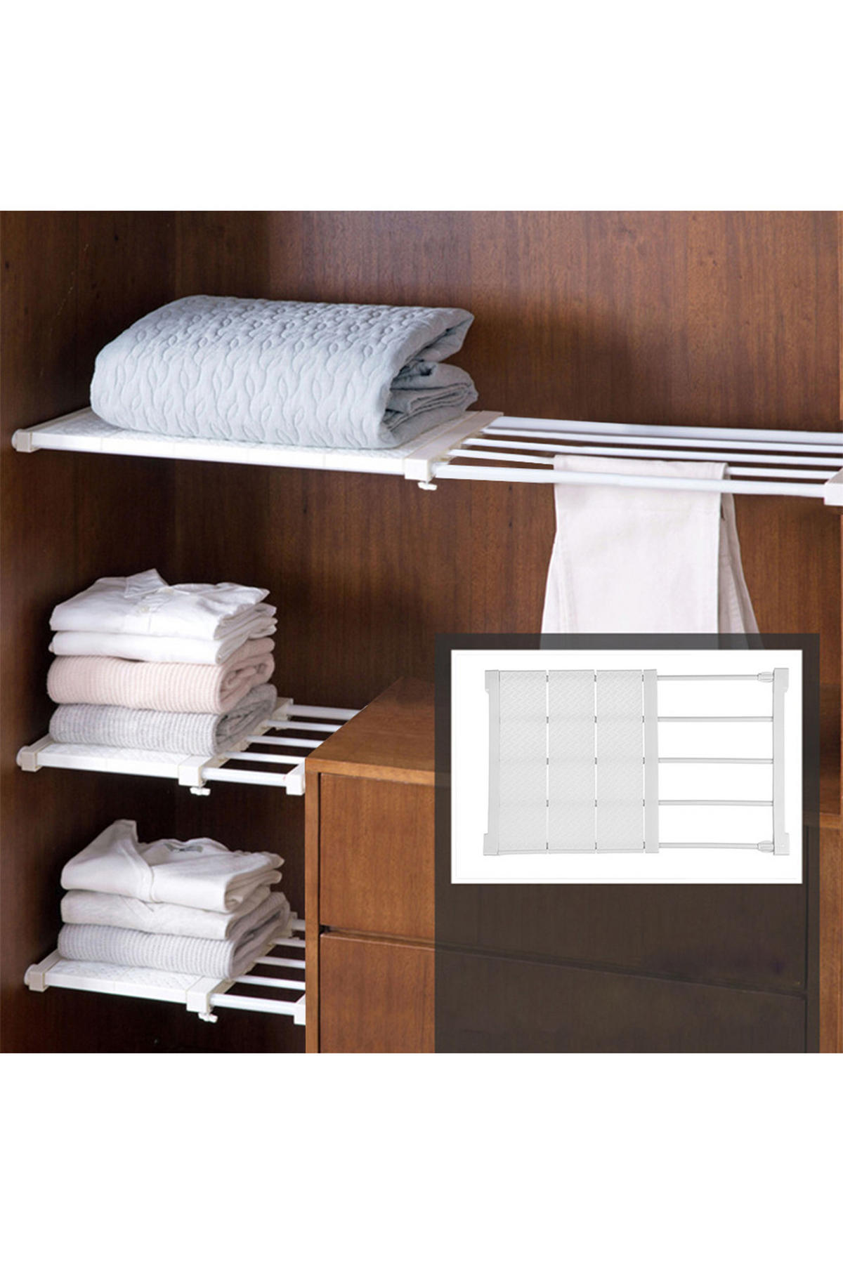 SCHRANK-SPANNREGAL aus ABS-Kunststoff, Kohlenstoffstahl 30-40cm Weißes Verstellbares 30 x 24 x 1,5 cm - Weiß, Kunststoff (24/30/1.5cm) - Livingandhome