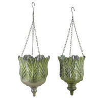 BLUMENTOPF Marina 2er Set Grün 23/23/32 cm Metall - Grün, Metall (23/32/23cm) - Mondex