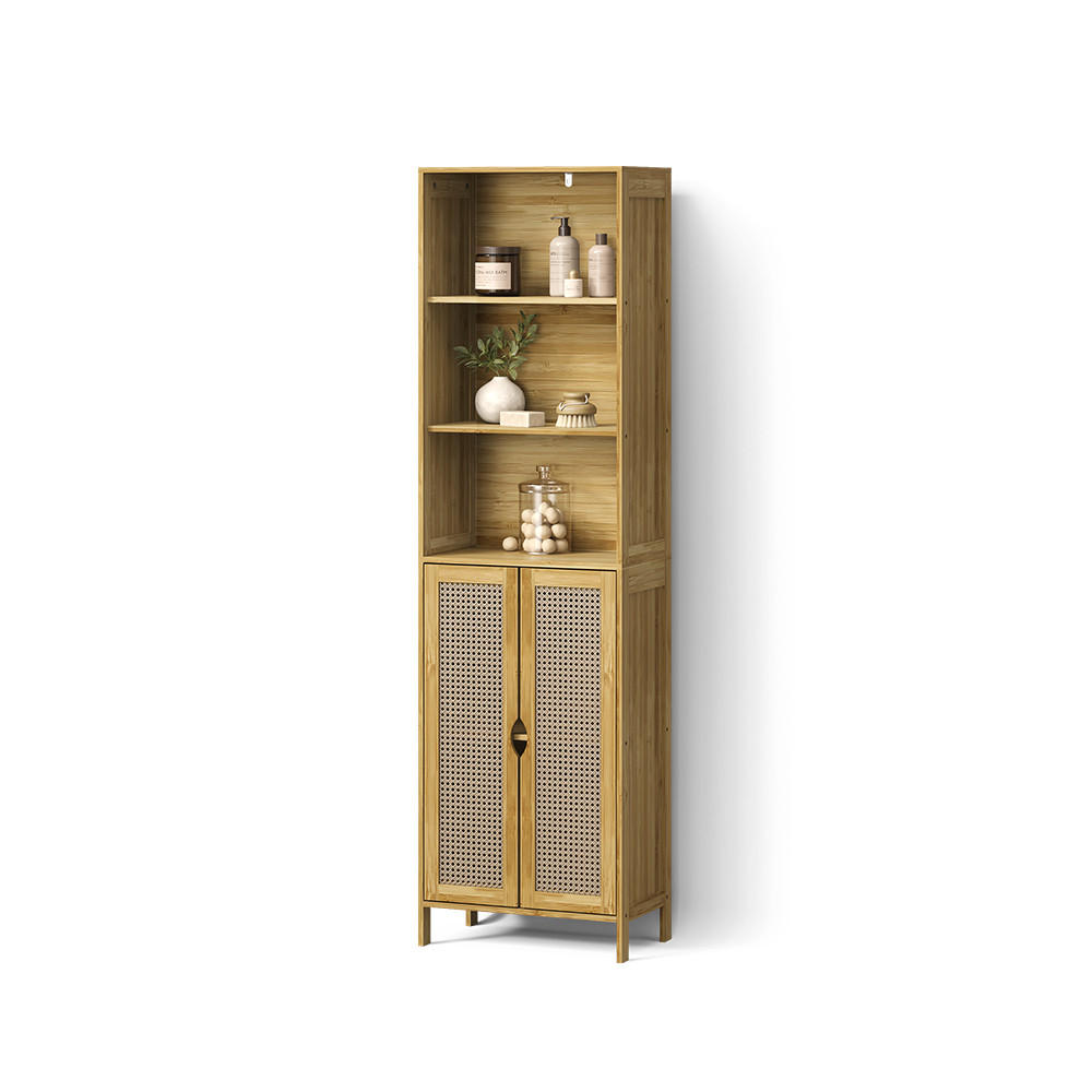 KOPALNIŠKA OMARICA Mincio, Bambus, 48 x 170 cm z 2 vrati - naravne barve, leseni material (48/170/29cm) - Livinity®