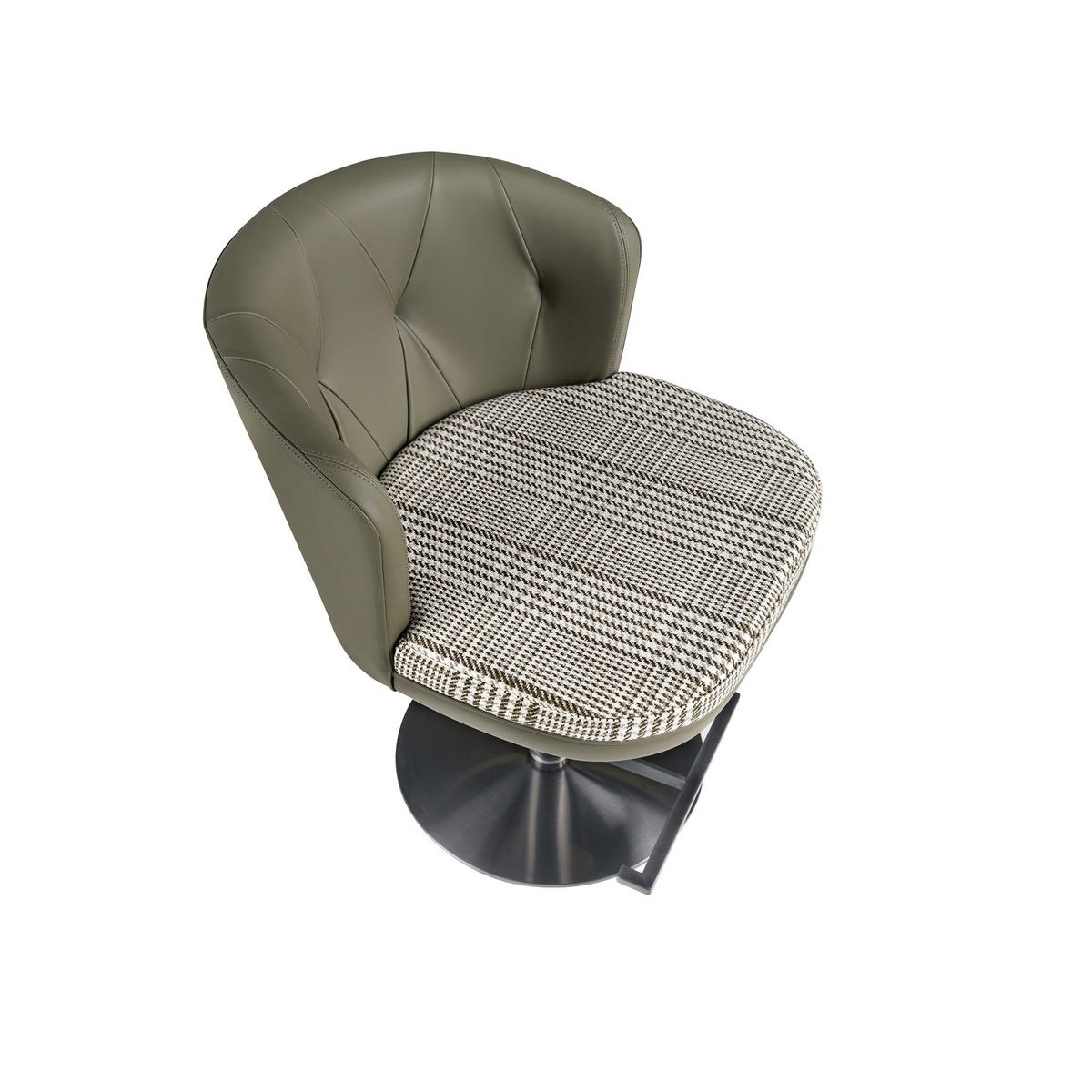 BARHOCKER Drehbar aus dunkelgrünem und weißem Stoff, olivgrün 49/56/82 cm - Edelstahlfarben/Salbeigrün, Leder/Textil (49/82/56cm) - ANGEL CERDA