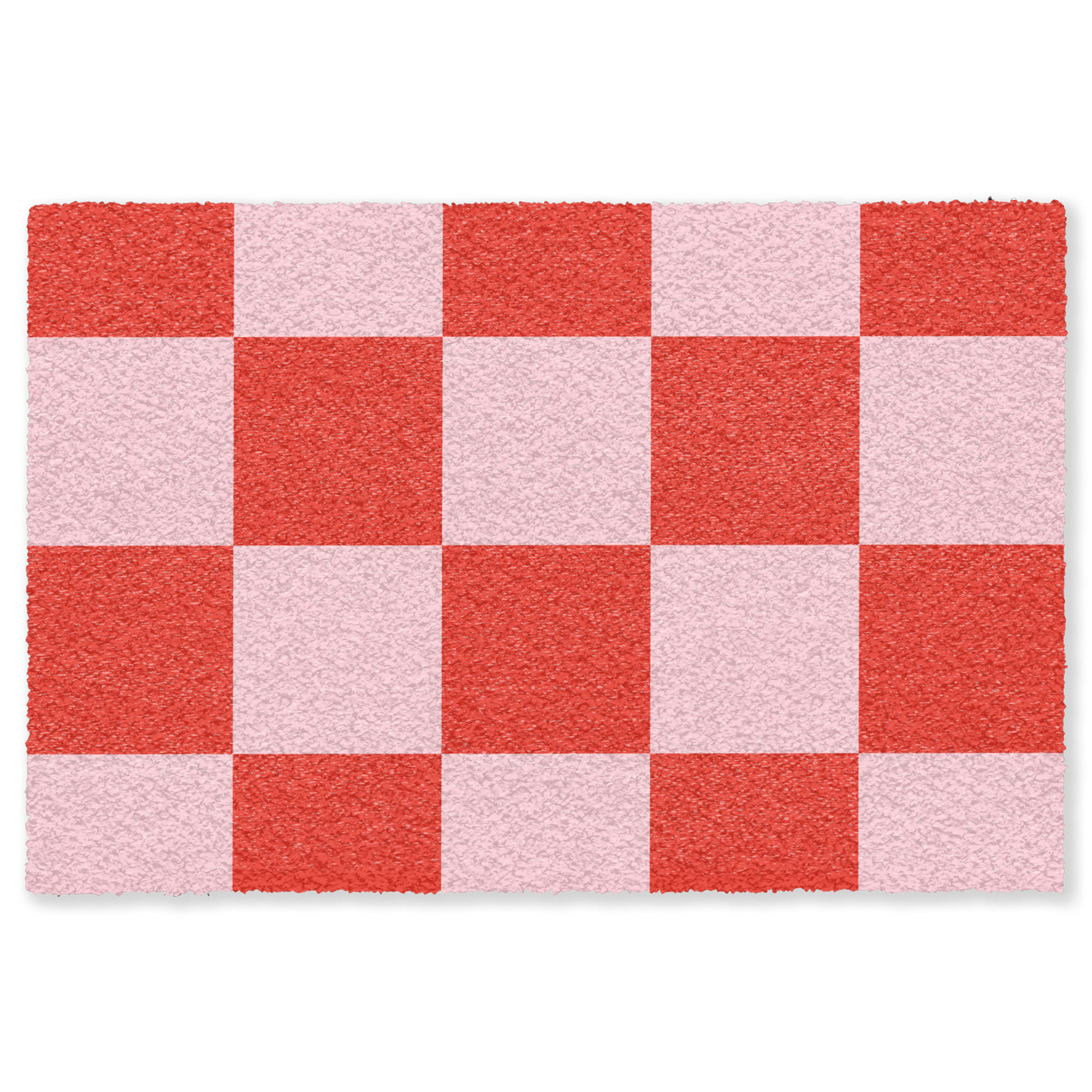 FUSSMATTE Schachbrettmuster - Rot - Rosa - Würfel Türmatte 180x120 cm - Rot, Kunststoff (180/120cm) - MuchoWow