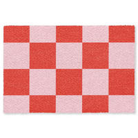 FUSSMATTE Schachbrettmuster - Rot - Rosa - Würfel Türmatte 180x120 cm - Rot, Kunststoff (180/120cm) - MuchoWow