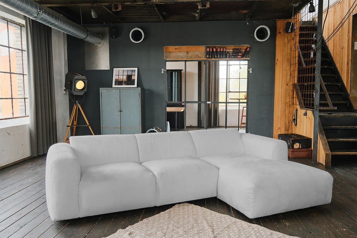 ECKSOFA VALAR Silber Webstoff - Silberfarben/Schwarz, Textil (280/165cm) - KAWOLA