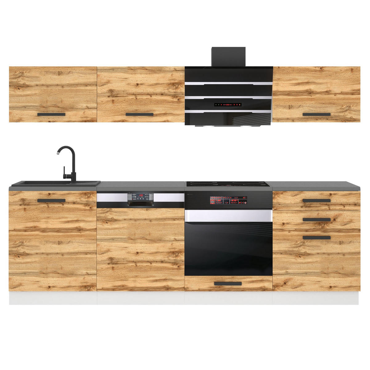 KÜCHENZEILE Linda 240 cm, ohne Arbeitsplatten, Wotan-Eiche - Eiche Wotan, Holz (240/204/60cm) - B BELINI GROUP