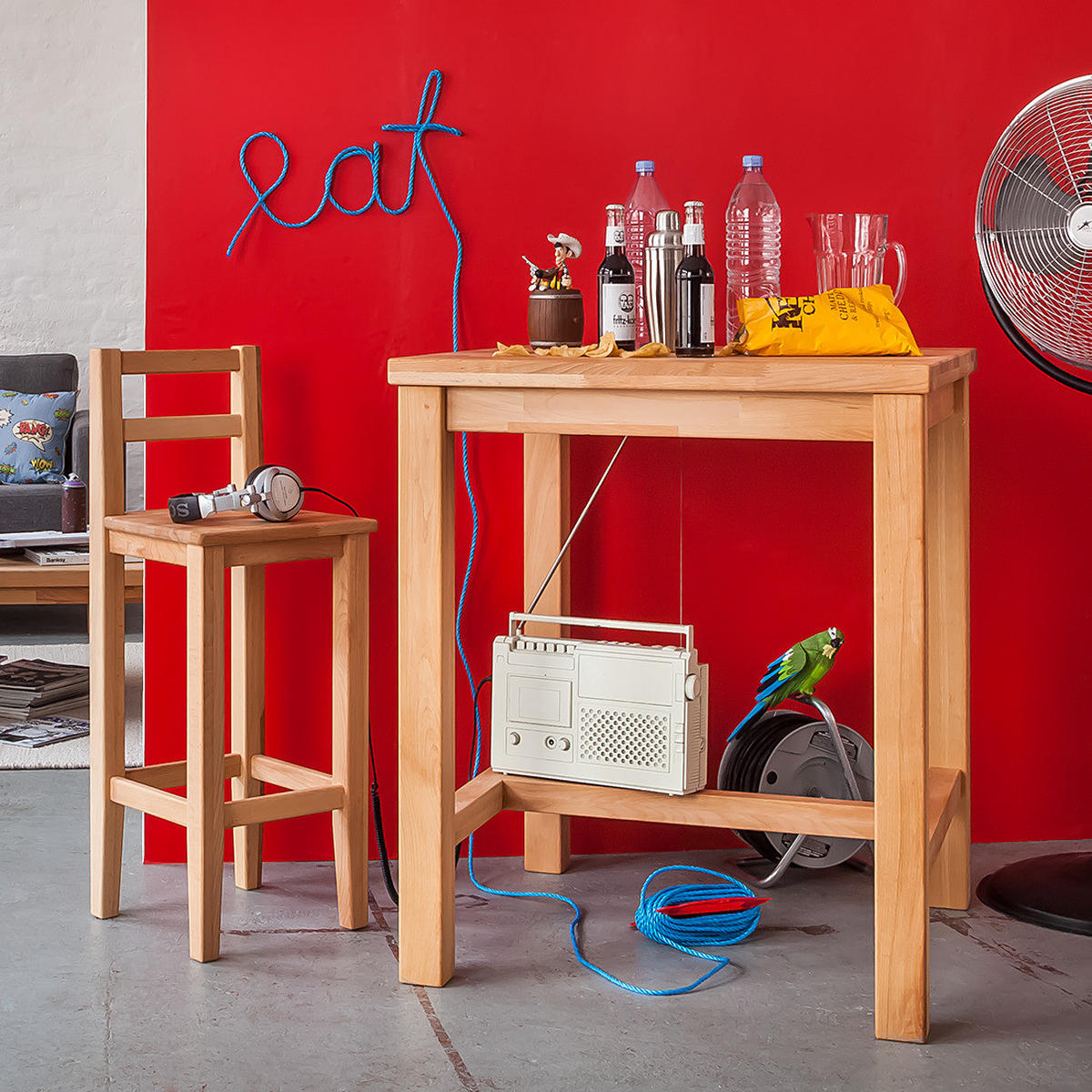 BARSTUHL - Kernbuche massiv, geölt - Kernbuche, Holz (36/96/36cm) - home24