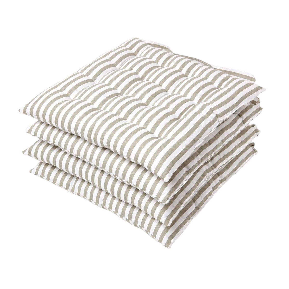 STUHLKISSEN 4er-Set, 40/40/5 cm grau-weiß gestreift - Grau, Textil (40/40/5cm) - Homescapes