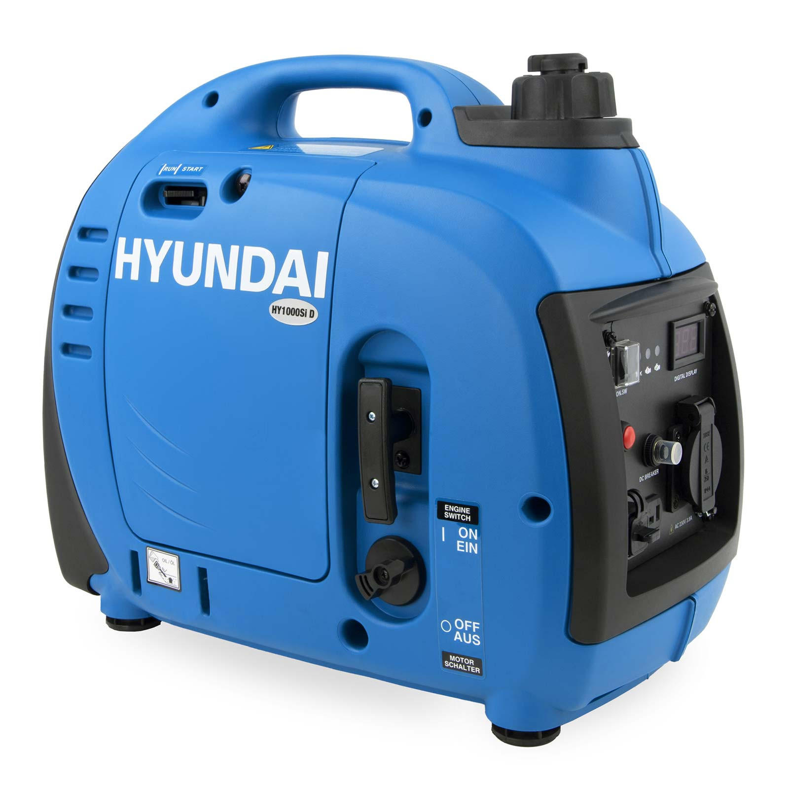 INVERTER-GENERATOR HY1000Si D (1 kW, tragbar, 1 x 230V + 1 x 12V, 1 x USB) - Blau, Kunststoff (44/47/23cm) - HYUNDAI
