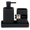 BAD-ACCESSOIRES-SET VALONA, Soft-Touch, schwarz - Schwarz, Kunststoff (18/2.5/9.5cm) - eluno