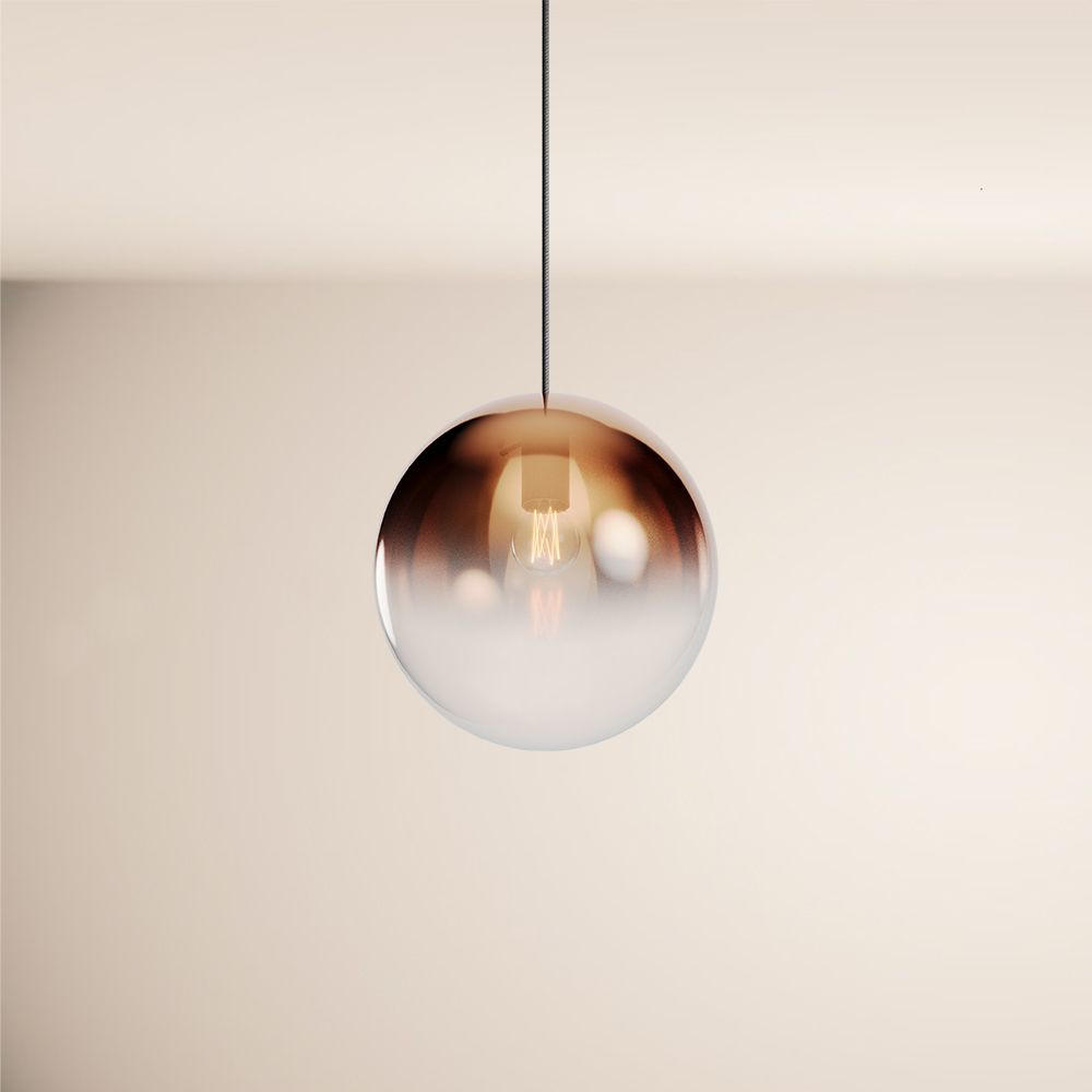 HÄNGELAMPE Orb 1.5m Abhängung Kupfer Verlauf/Schwarz Ø 30cm - Kupferfarben, Glas (30/30/30cm) - s.luce