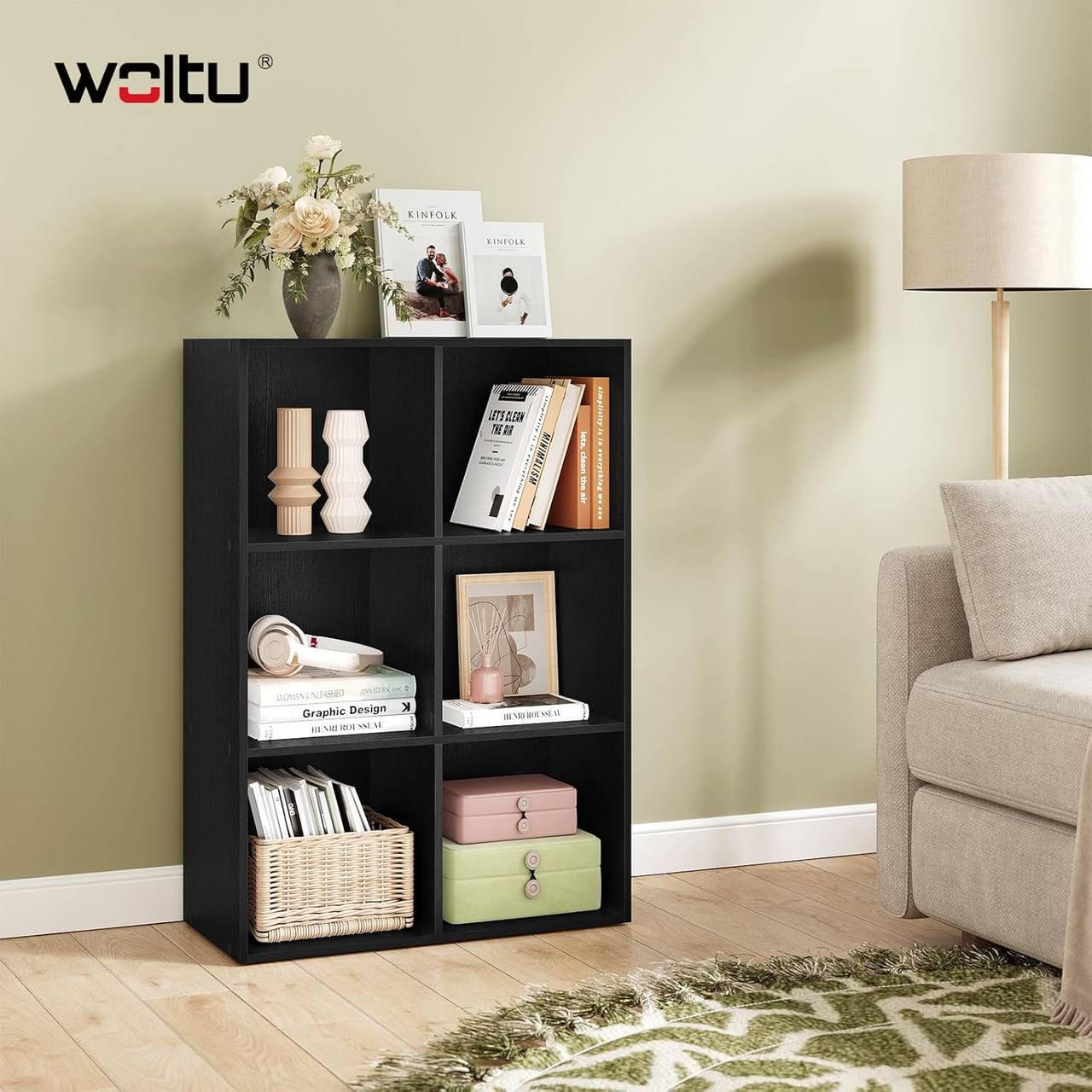 BÜCHERREGAL mit 6 Fächer, Holzwerkstoff, Schwarz - Schwarz, Holzwerkstoff (59.5/89/29cm) - Woltu