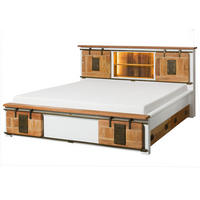 BETT mit Schublade Massivholz Mango / Altholz 180 x 200 x 107 weiß RAILWAY LUX #509 - Weiß, Holz (180/200cm) - Massivmoebel24
