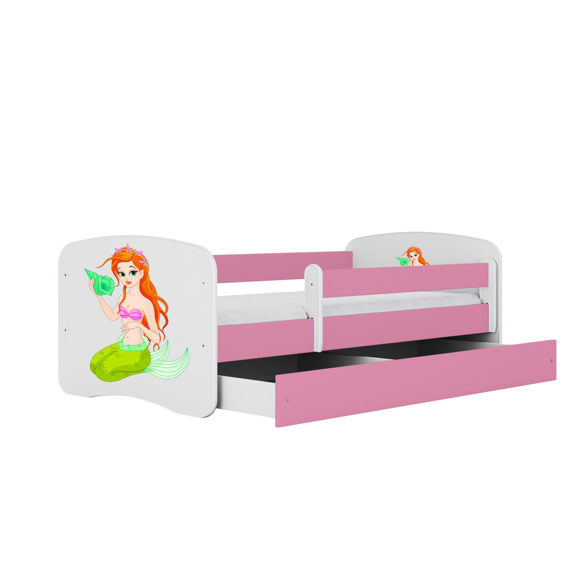 KINDERBETT Meerjungfrau mit Schublade und Matratze 140/70 - Rosa, Holzwerkstoff (70/140cm) - RAUMHIRSCH FURNITURE