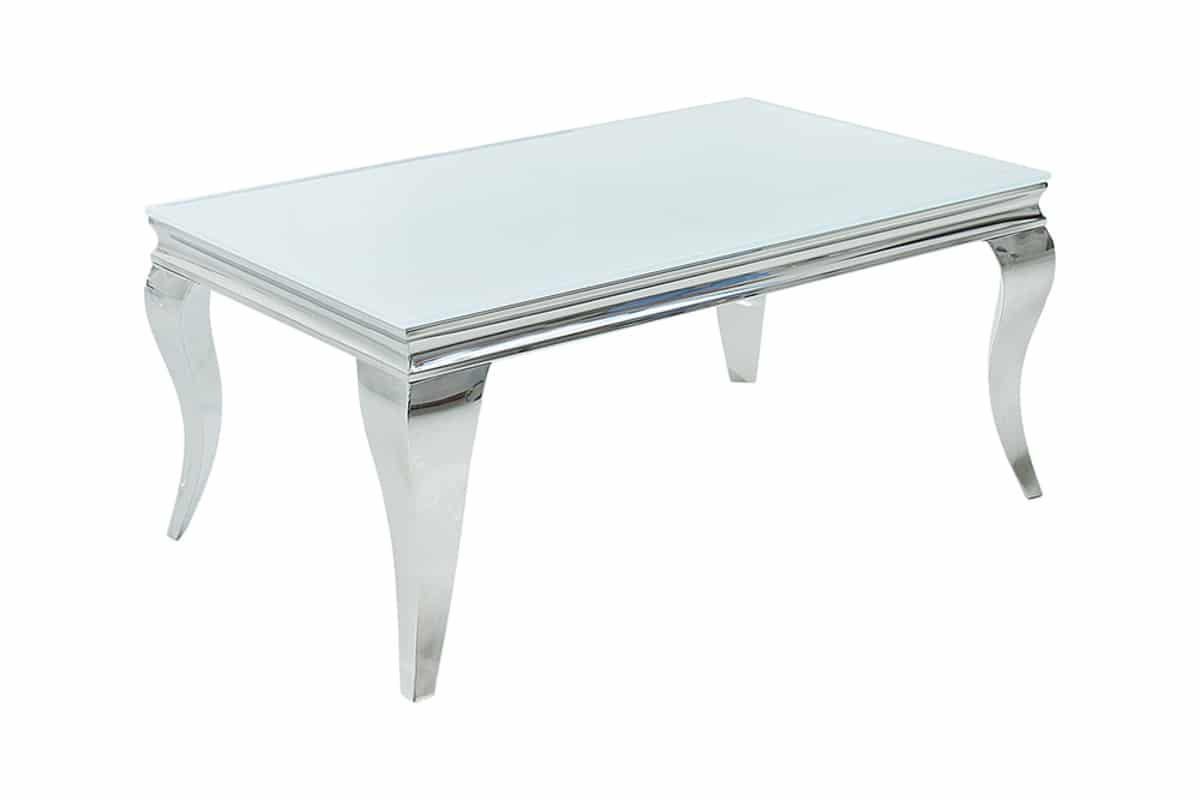 COUCHTISCH MODERN BAROCK rechteckig Silber|Weiß 100cm - Silberfarben/Weiß, Glas/Metall (60/100/45cm) - riess-ambiente