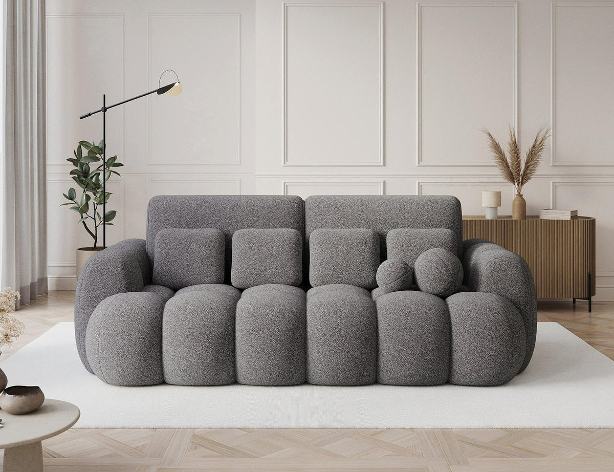 SCHLAFSOFA COTONN 256 cm – Modernes 3-Sitzer Sofa mit Schlaffunktion, Bettkasten und Dekokissen - Grau, Kunststoff (256/119/105cm) - Wohnideebilder