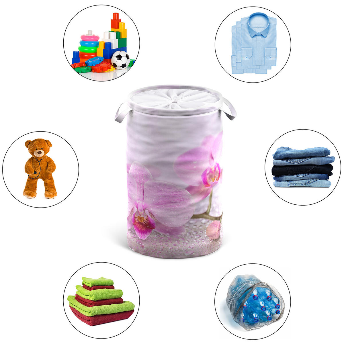 WÄSCHEKORB Blooming - Rosa, Textil (37/55/55cm) - Sanilo