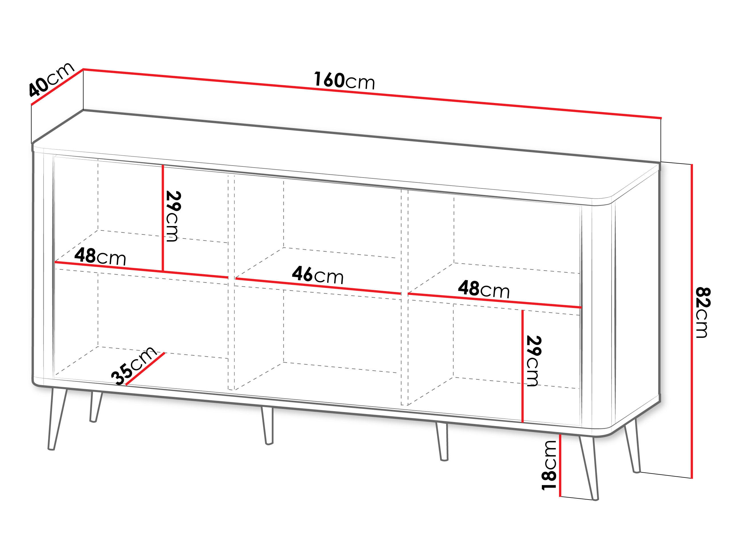 SIDEBOARD Marly 3D RE08 - Kaschmir/Goldfarben, Holzwerkstoff/Metall (160/82/40cm) - MIRJAN24
