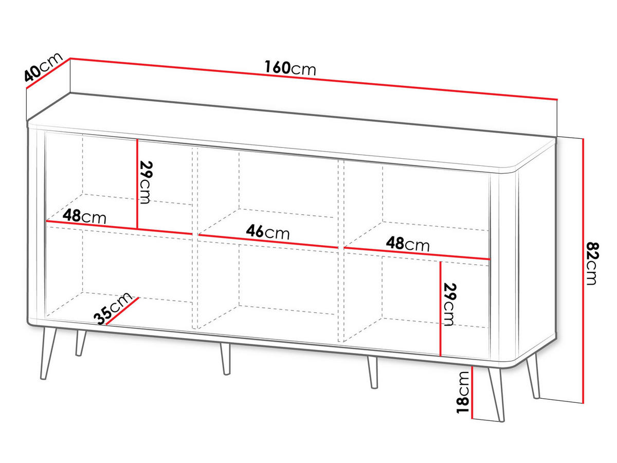 SIDEBOARD Marly 3D RE08 - Kaschmir/Schwarz, Holzwerkstoff/Metall (160/82/40cm) - MIRJAN24