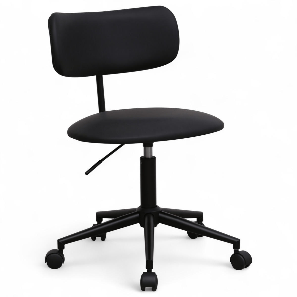 DREHSTUHL höhenverstellbar in Kunstleder Schwarz - Schwarz, Textil/Metall (56/74/57cm) - Furnhouse