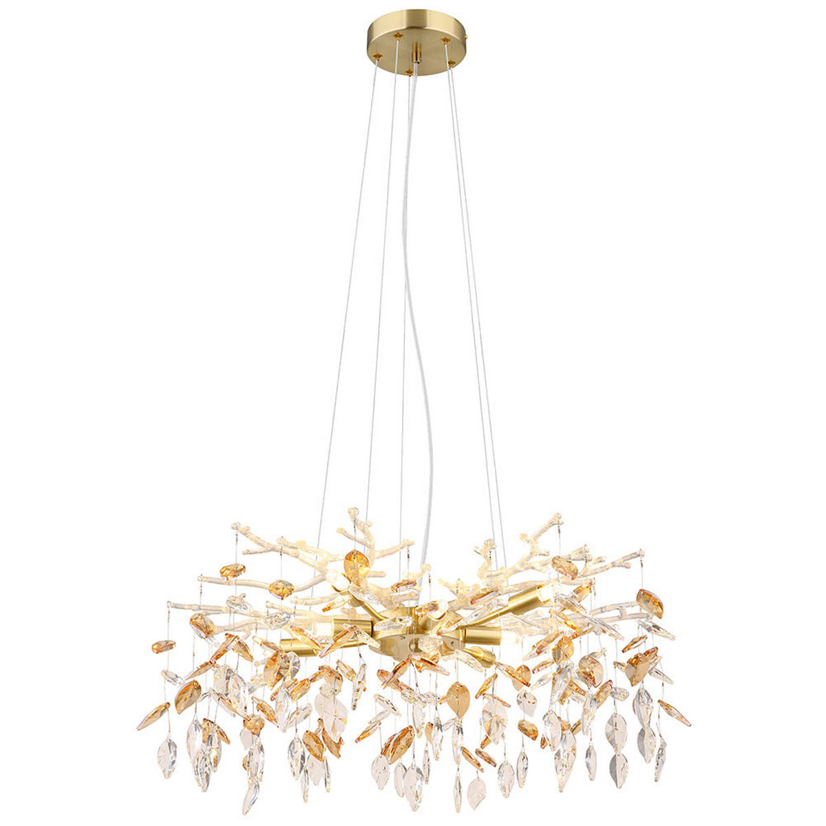 HÄNGELEUCHTE Glas Kristalle amber/goldfarben Ø61x120 cm - Goldfarben, Glas/Metall (61/61/120cm) - Globo Lighting