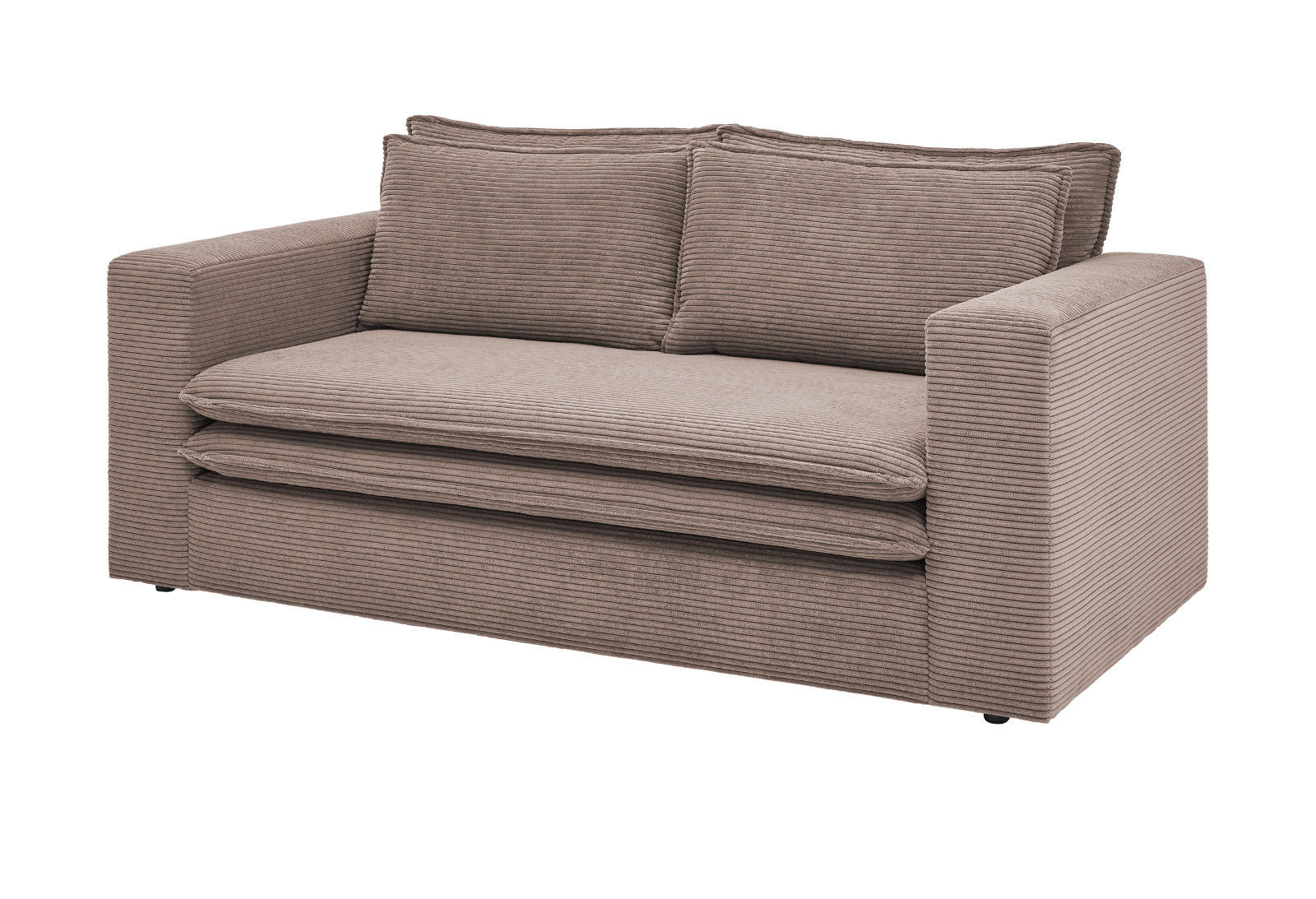 SOFA braun Cord, Couch 2-Sitzer 180 cm - Beige/Braun, Holz/Textil (180/83/91cm) - Furn.Design