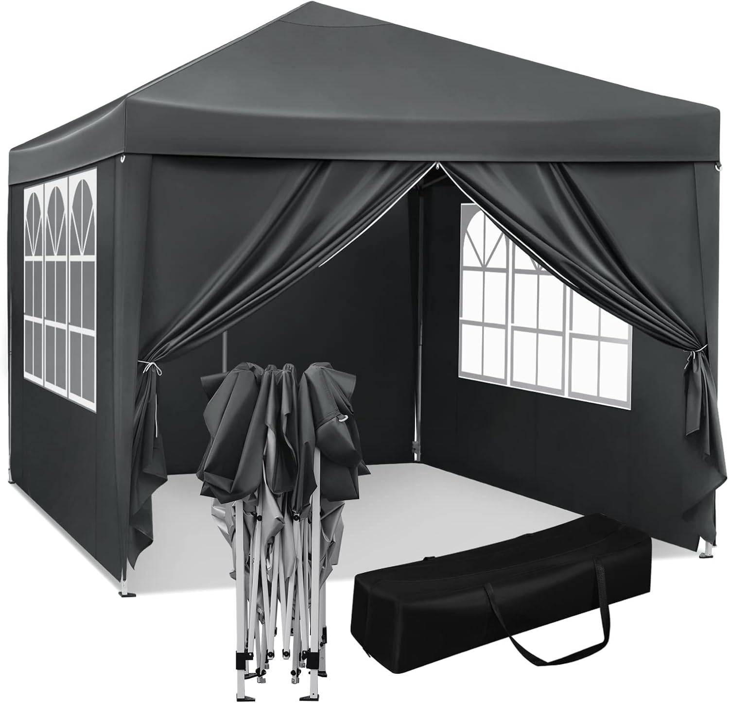 PAVILLON Pop-Up wasserdichter Faltpavillon, aus Oxford Metallrahmen 3 x 3 m - Anthrazit, Metall (300/300/260cm) - Woltu
