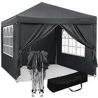PAVILLON Pop-Up wasserdichter Faltpavillon, aus Oxford Metallrahmen 3 x 3 m - Anthrazit, Metall (300/300/260cm) - Woltu