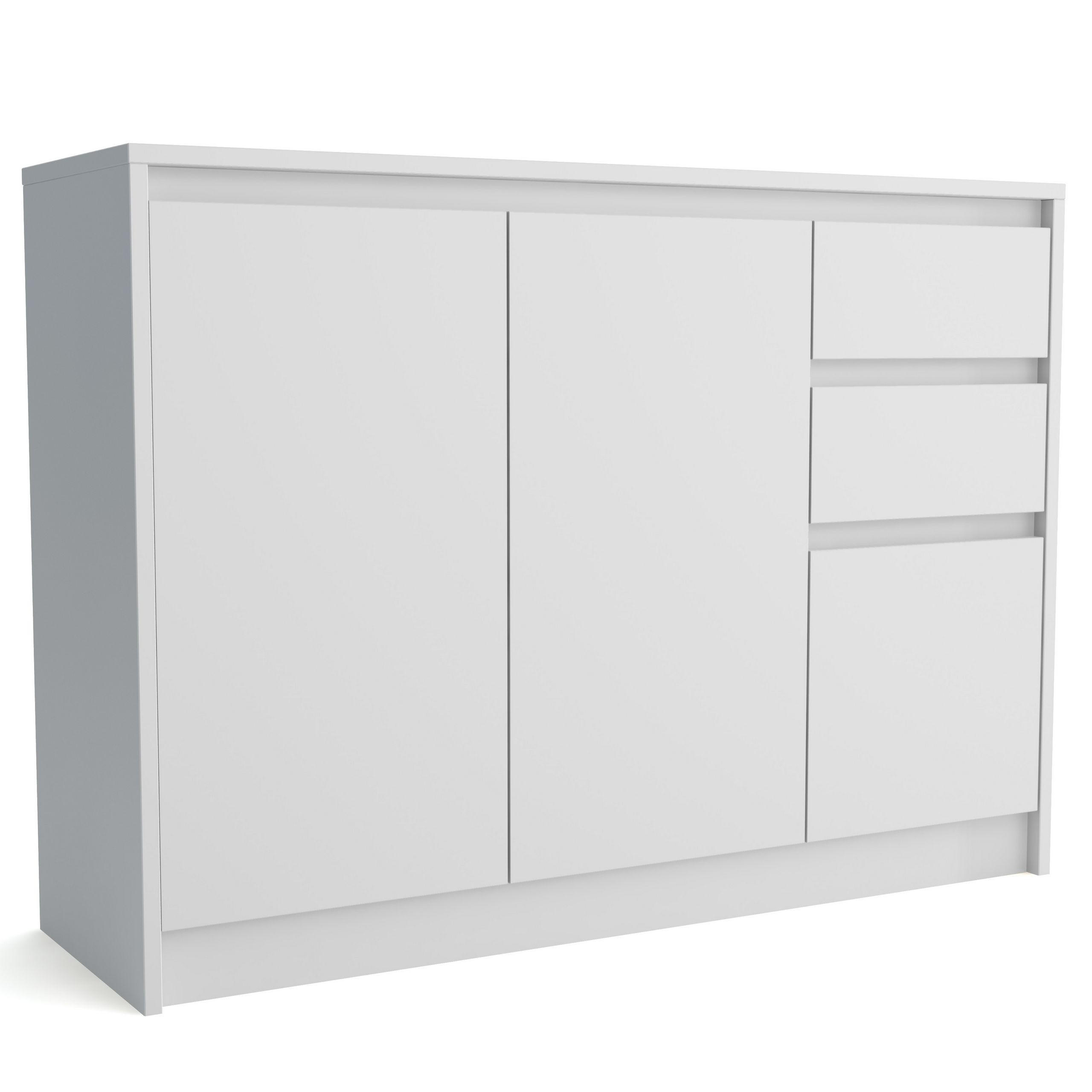 KOMMODE ASTORRE 113/82/35 cm mit 2 Schubladen 3 Türen Weiß - Weiß, Holzwerkstoff (113/82/35cm) - MASSENO