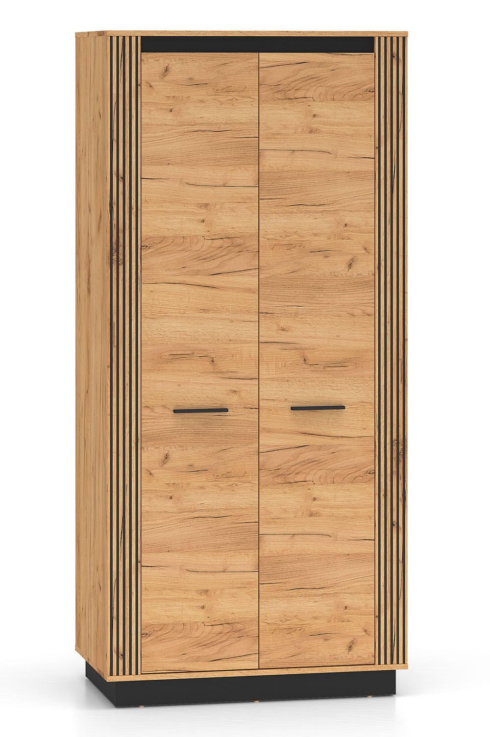 KLEIDERSCHRANK Urso Gold Craft Eiche / Schwarz 92 / 55 / 200cm - Eichefarben/Schwarz, Holz/Holzwerkstoff (92/200/55cm) - Feldmann-Wohnen