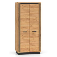 KLEIDERSCHRANK Urso Gold Craft Eiche / Schwarz 92 / 55 / 200cm - Eichefarben/Schwarz, Holz/Holzwerkstoff (92/200/55cm) - Feldmann-Wohnen