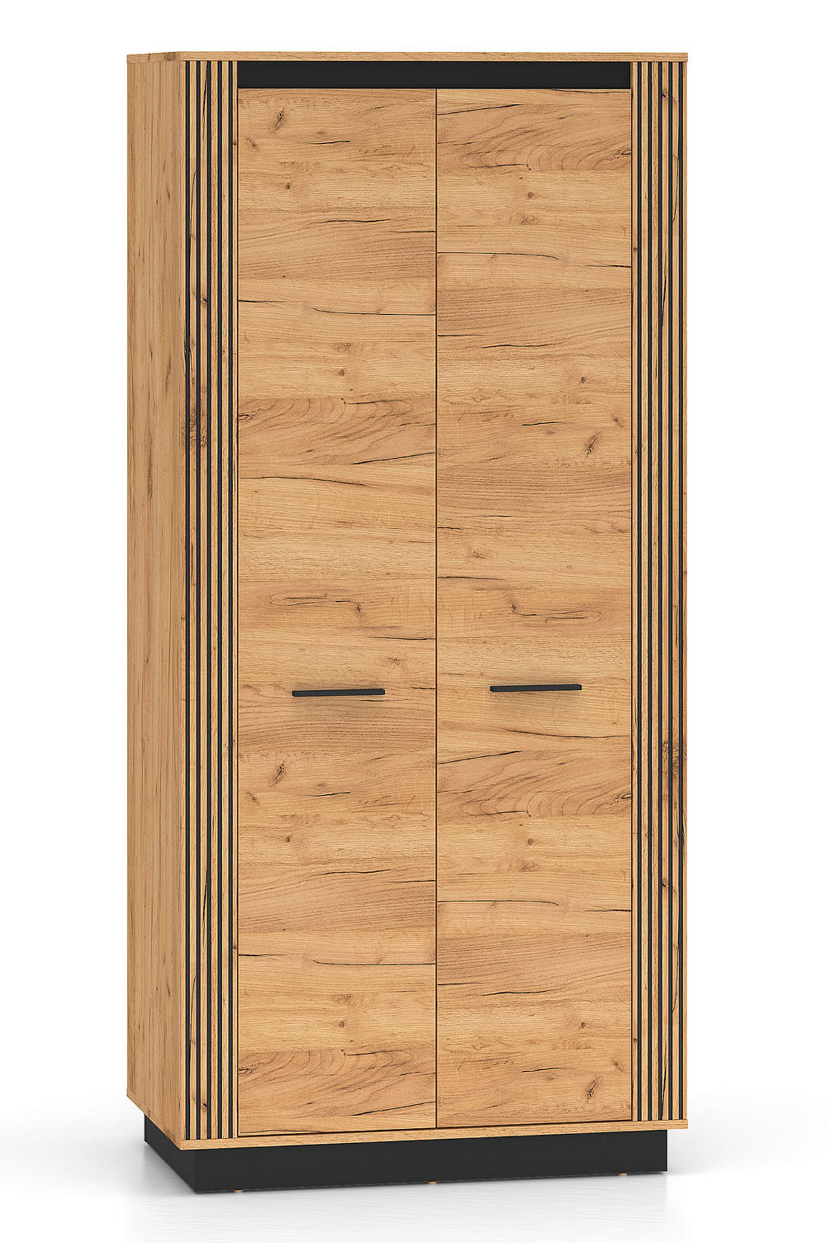 KLEIDERSCHRANK Urso Gold Craft Eiche / Schwarz 92 / 55 / 200cm - Eichefarben/Schwarz, Holz/Holzwerkstoff (92/200/55cm) - Feldmann-Wohnen