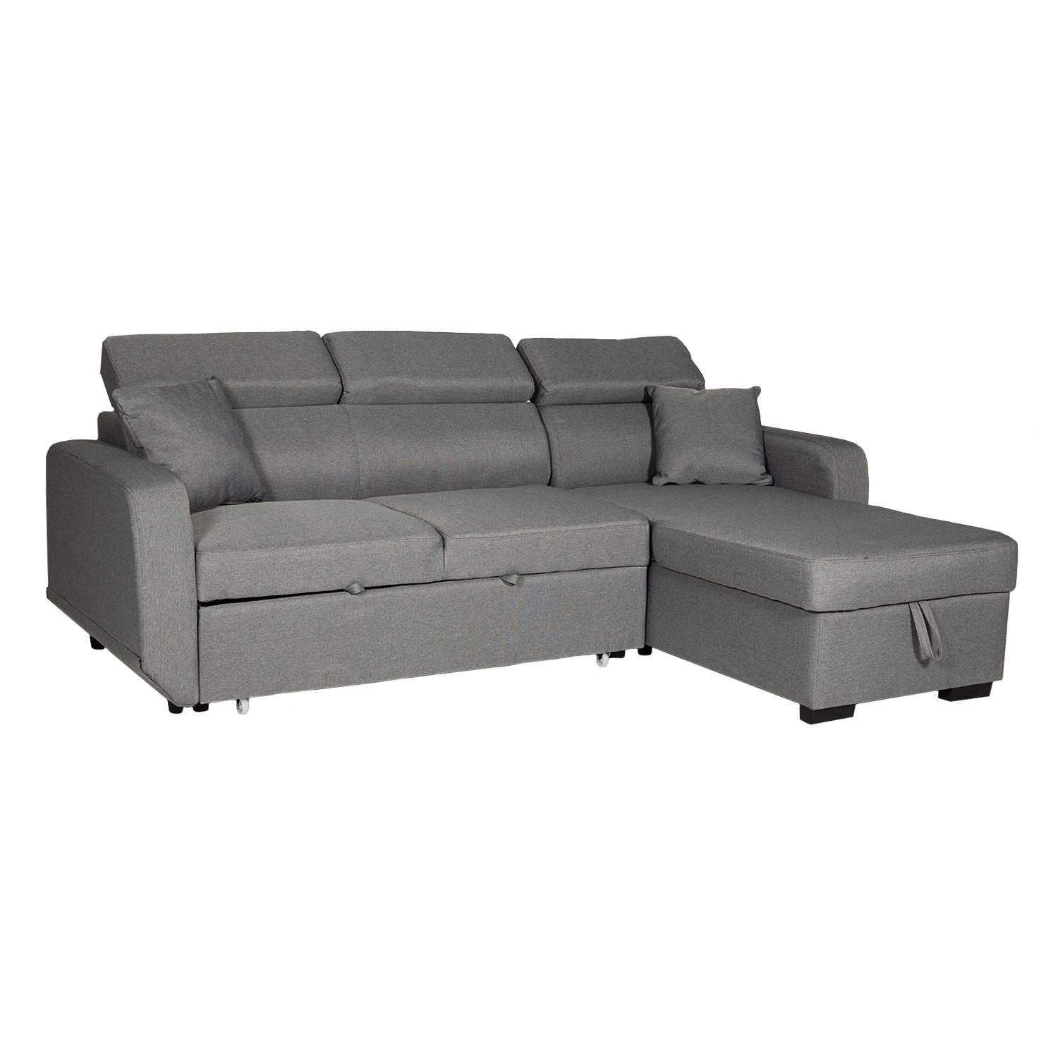 ECKSOFA WARREN Grau 3 Plätze - Grau, Textil (168/236cm) - Happy Garden