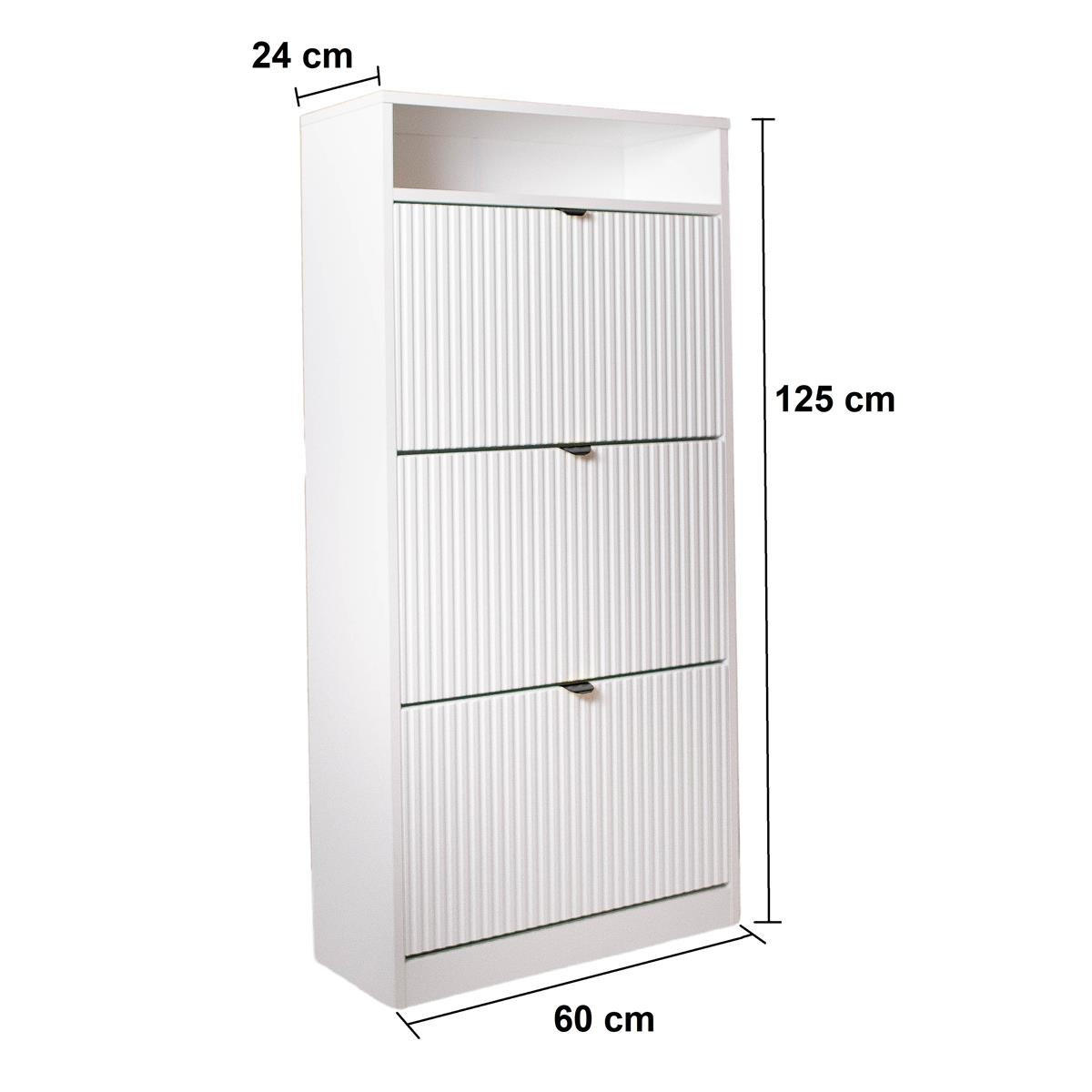 SCHUHSCHRANK Mia, Weiß mit goldenem Griff - Goldfarben/Weiß, Holzwerkstoff (60/125/24cm) - Bettso