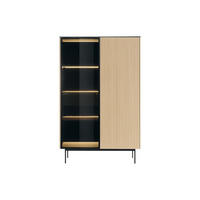 VITRINENSCHRANK - 107 cm x 39 cm - Glas, Holz, Platte - Schwarz, Naturfarben Hell SAYERA - Schwarz/Naturfarben, Glas/Holz (107/166/39cm) - Vente-Unique