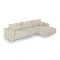 ECKSOFA rechtwinklig COMO Cord Creme 297cm - Creme, Textil (297/167cm) - Premium Interiors