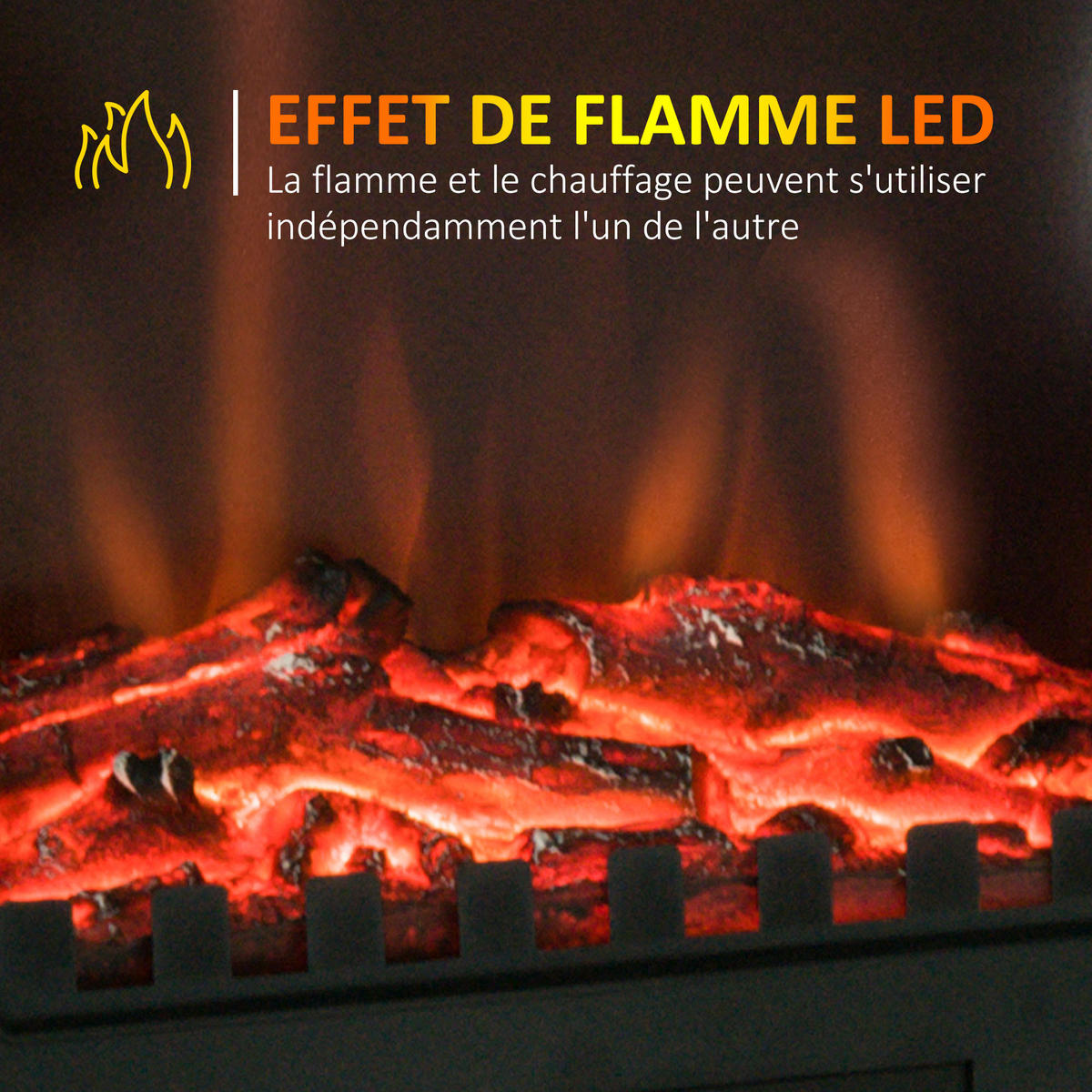 ELEKTROKAMIN DE-17002 mit LED-Flammeneffekt Schwarz - Schwarz, Metall (39/56.5/23cm) - ComfortXL