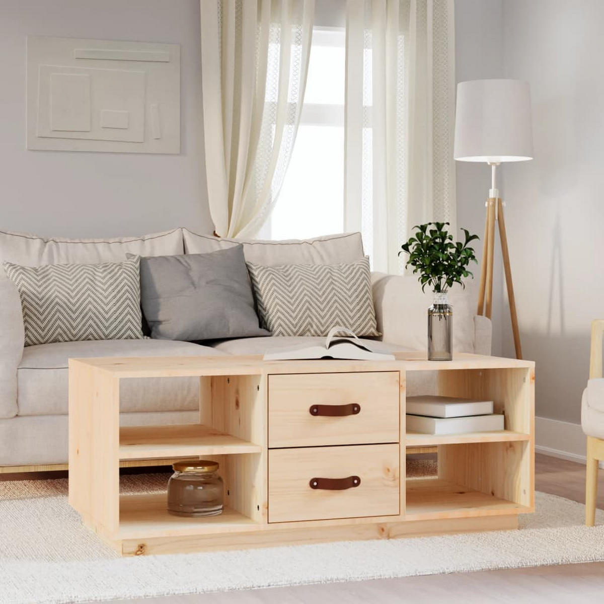 COUCHTISCH 100x50x41 cm Massivholz Kiefer - Hellbraun, Holz (100/50/41cm) - furnicato
