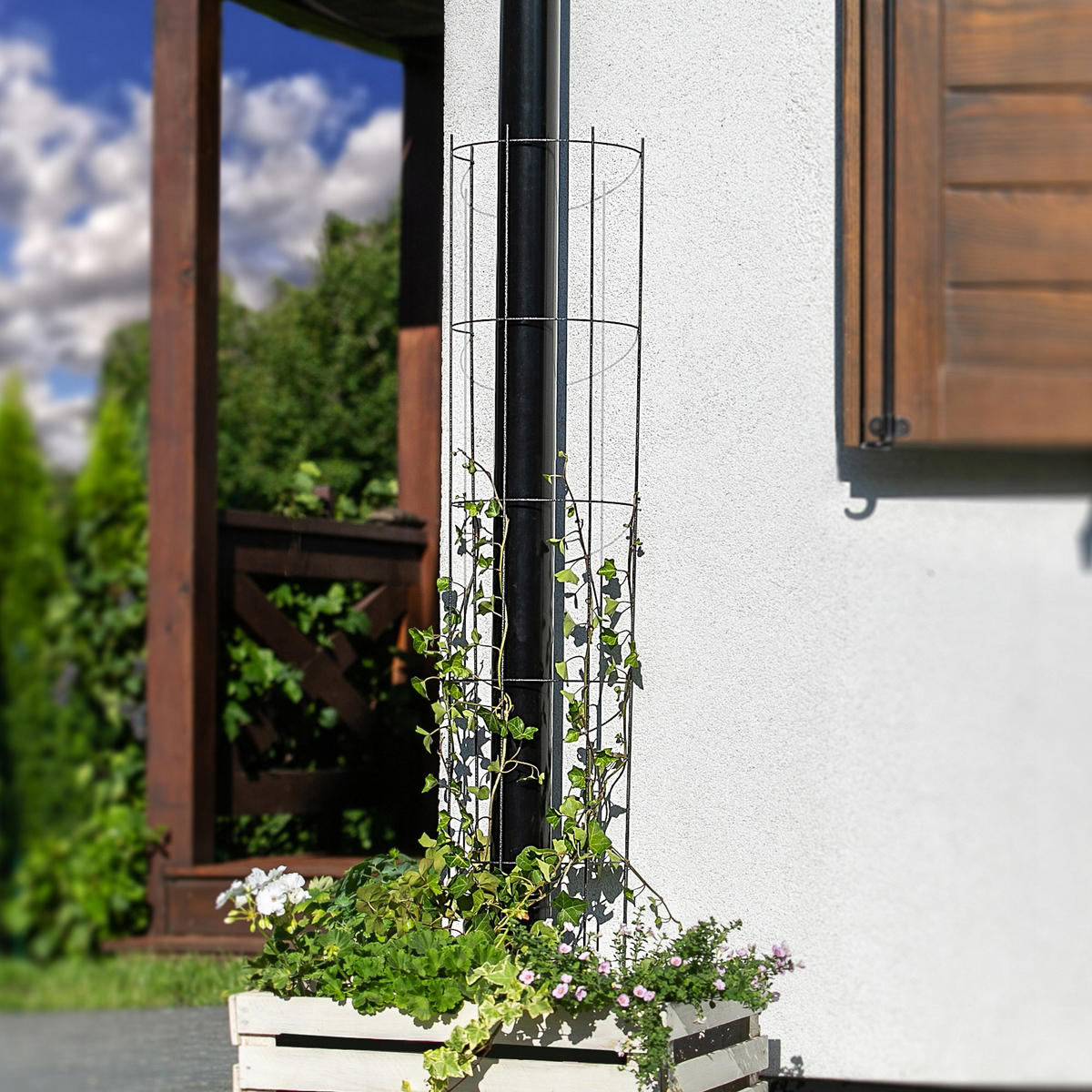 GARTENPERGOLA für Blumen, 28 x 120 cm, schwarz - Schwarz, Metall (28/120cm) - KADAX