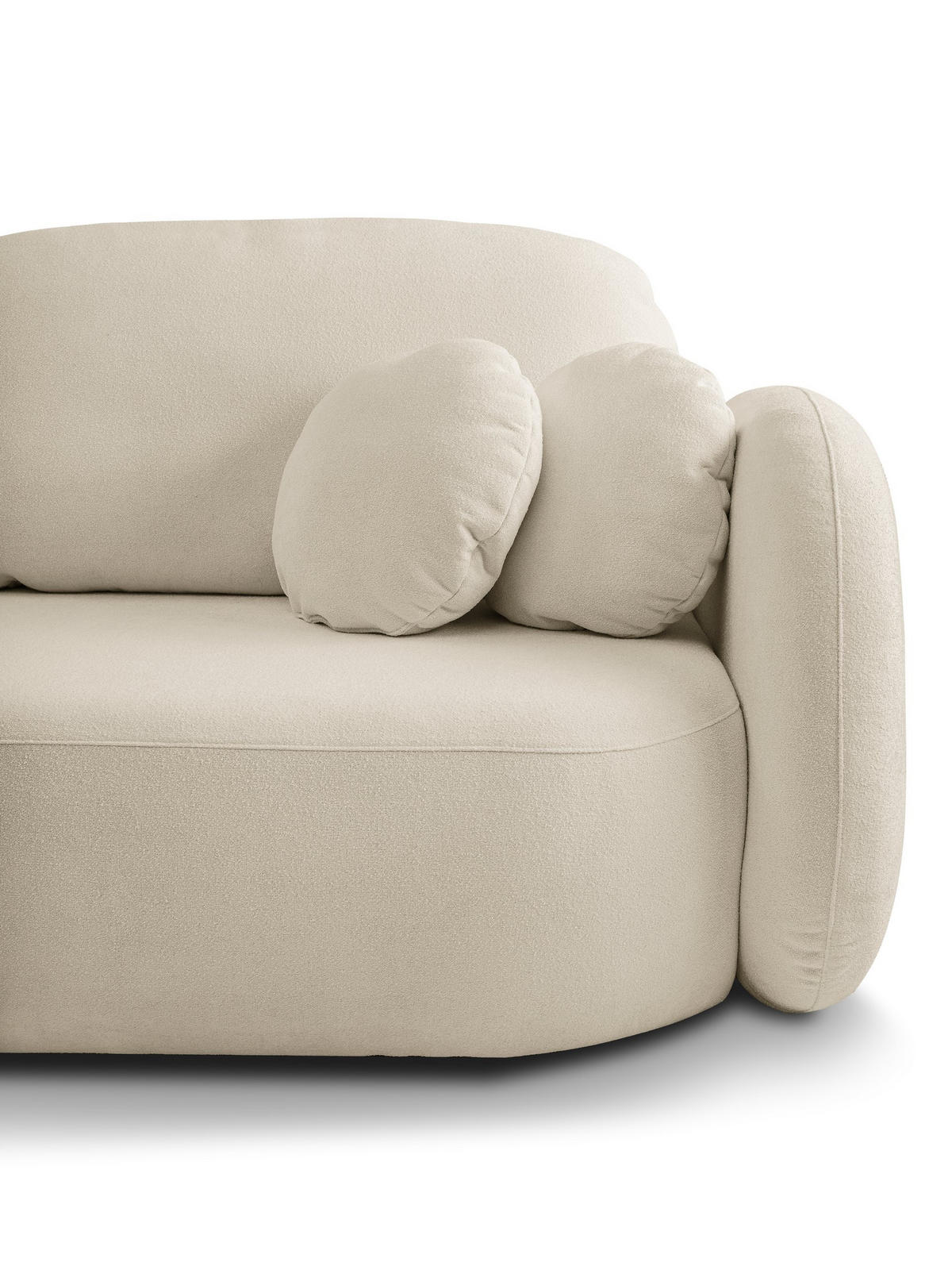 BETTSOFA AMICO Ecru Bucle-Stoff mit Schlaffunktion - Ecru, Holz (238/86.5/101cm) - MASSENO