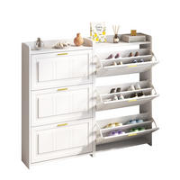 SCHUHSCHRANK in Weiß Schuhkommode mit 6 Fächern, platzsparende Schuhorganisation für Flur, Wohnzimmer, B70/T24/H120cm - Weiß, Holzwerkstoff (140/120/24cm) - STILVORA
