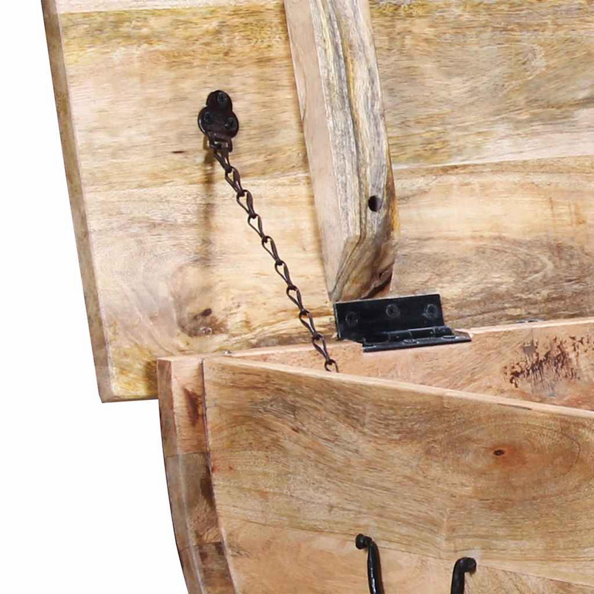 COUCHTISCH Vintage Stil 88/50/40 cm aus Massivholz Mango mit Großen Staufach - Schwarz/Braun, Holz/Metall (50/88/40cm) - vidaXL