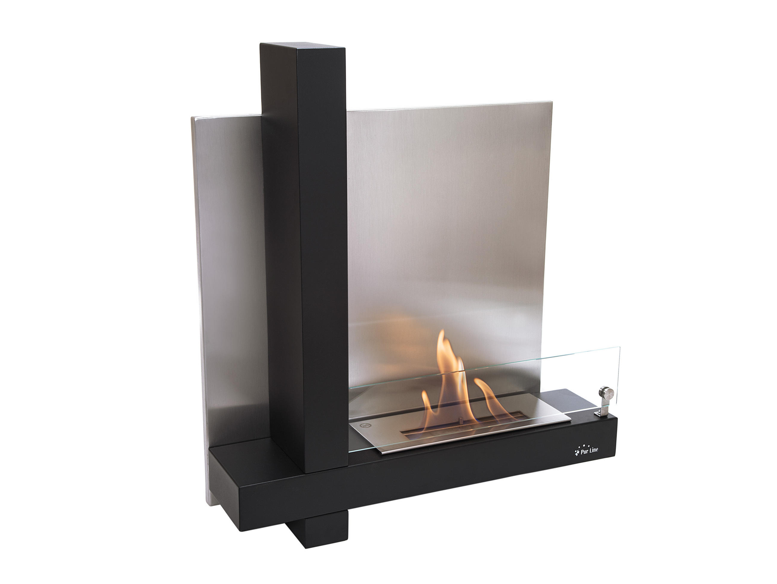 BIOETHANOL-KAMIN Schwarz Wandmodell inklusive 1.2 L Brennblock - Schwarz, Metall (74/65/19cm) - Purline