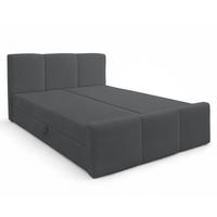 BOXBETT ANKARRA 160x200 cm mit Bettkasten und Matratze - Grau + TOPPER - Schwarz/Grau, Holz/Holzwerkstoff (160/200cm) - AX Living