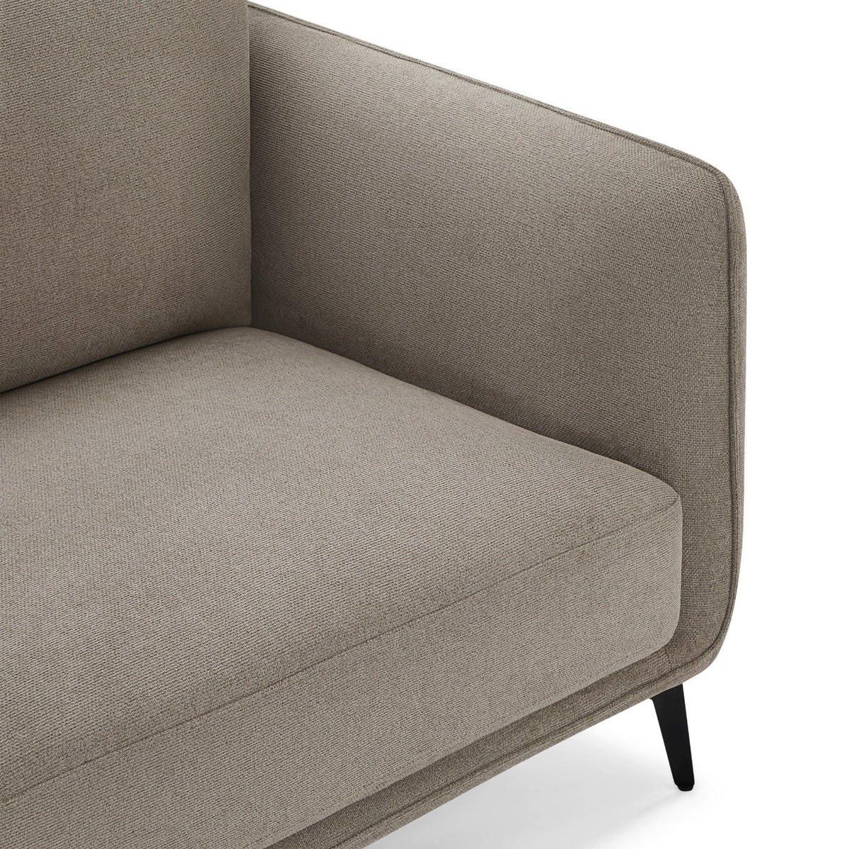 DREISITZER-SOFA Webstoff Beige - Beige/Schwarz, Textil/Metall (197/85/85cm) - Furnhouse